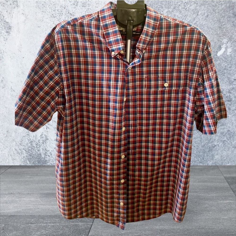 Duluth Trading Co. Red & Blue Plaid Button Up Shirt Men’s Size L